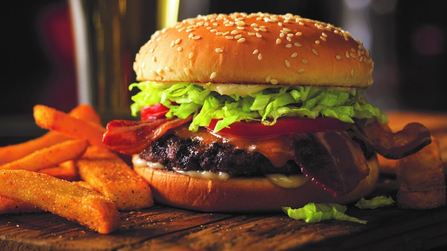 A Red Robin bacon cheeseburger. Image: Red Robin International via Wikimedia Commons A Red Robin bacon cheeseburger. Image: Red Robin International via Wikimedia Commons