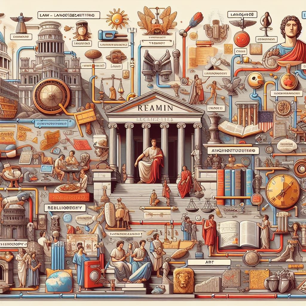 An image of how the Roman Empire transformed to become today's society