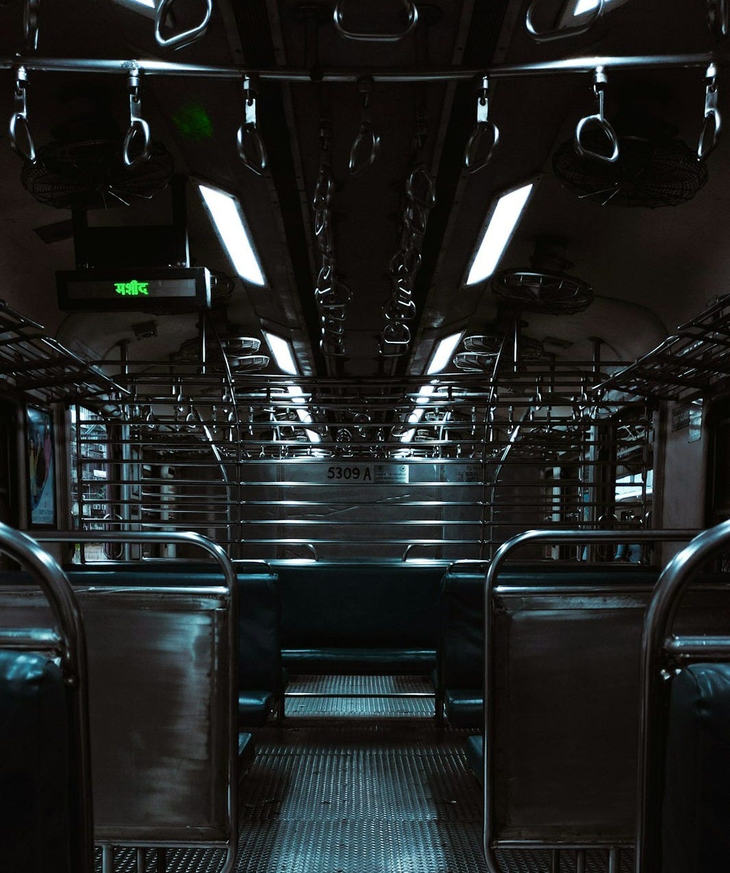 the inside of a bus