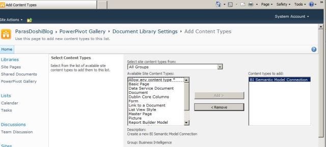 BI semantic model connection content type BI semantic model connection content type