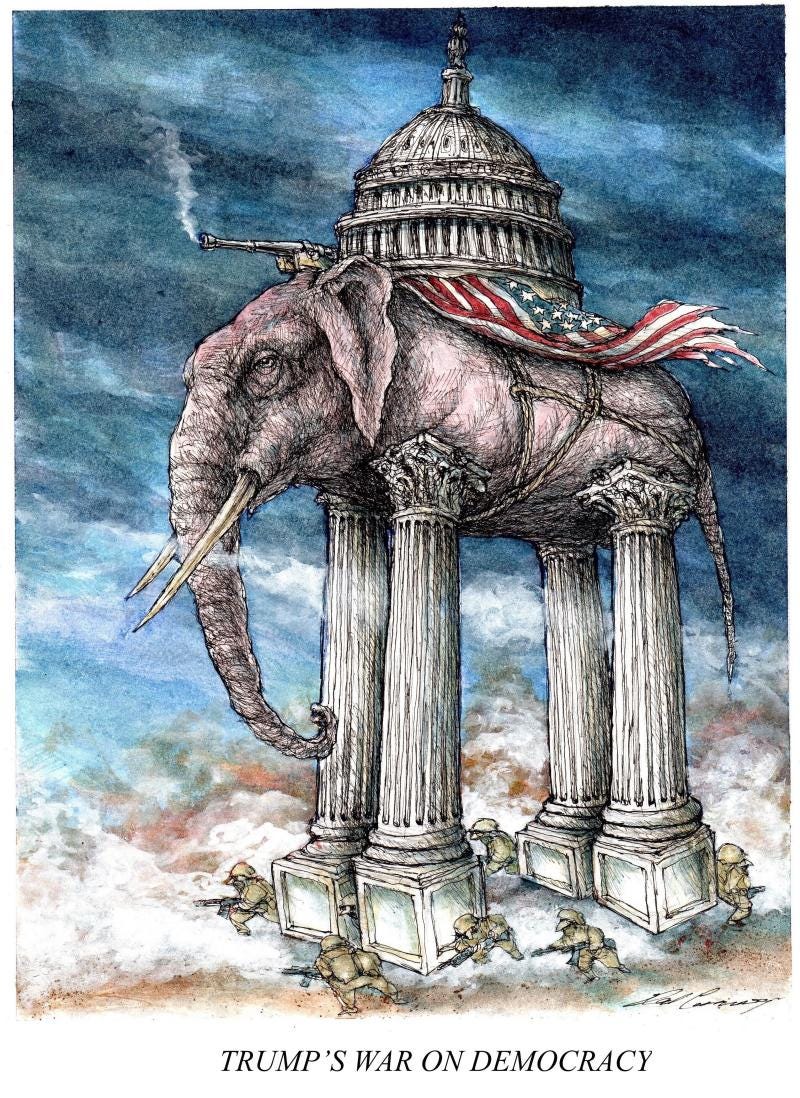 US Capitol as a war elephant.