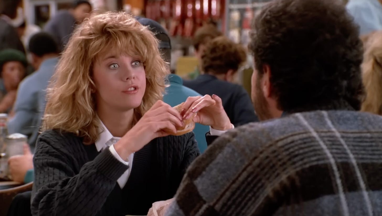 Meg Ryan in the Katz's Deli scene from "When Harry Met Sally"
