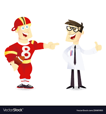 Cartoon retro sport jock vs geek Royalty Free Vector Image