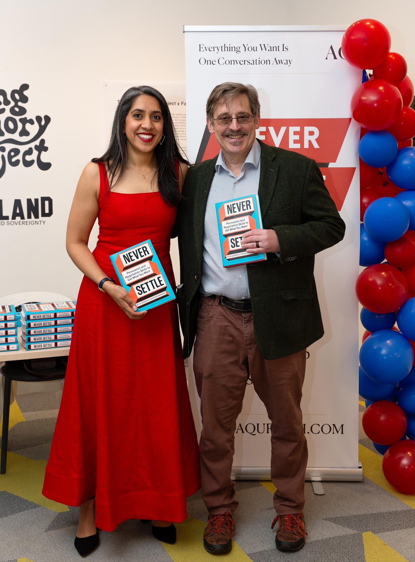 Attia and John Richardson at the Never Settle launch