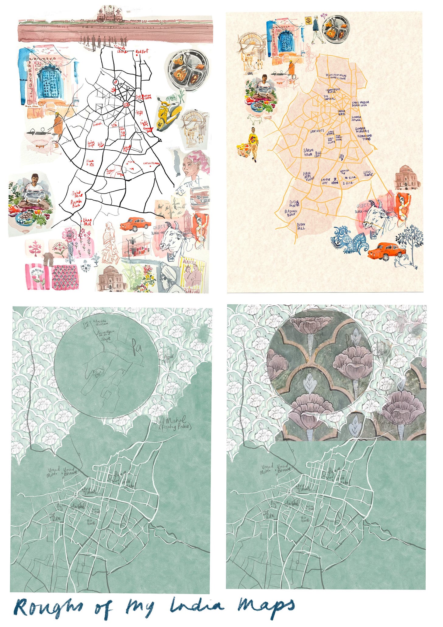 4 roughs of maps