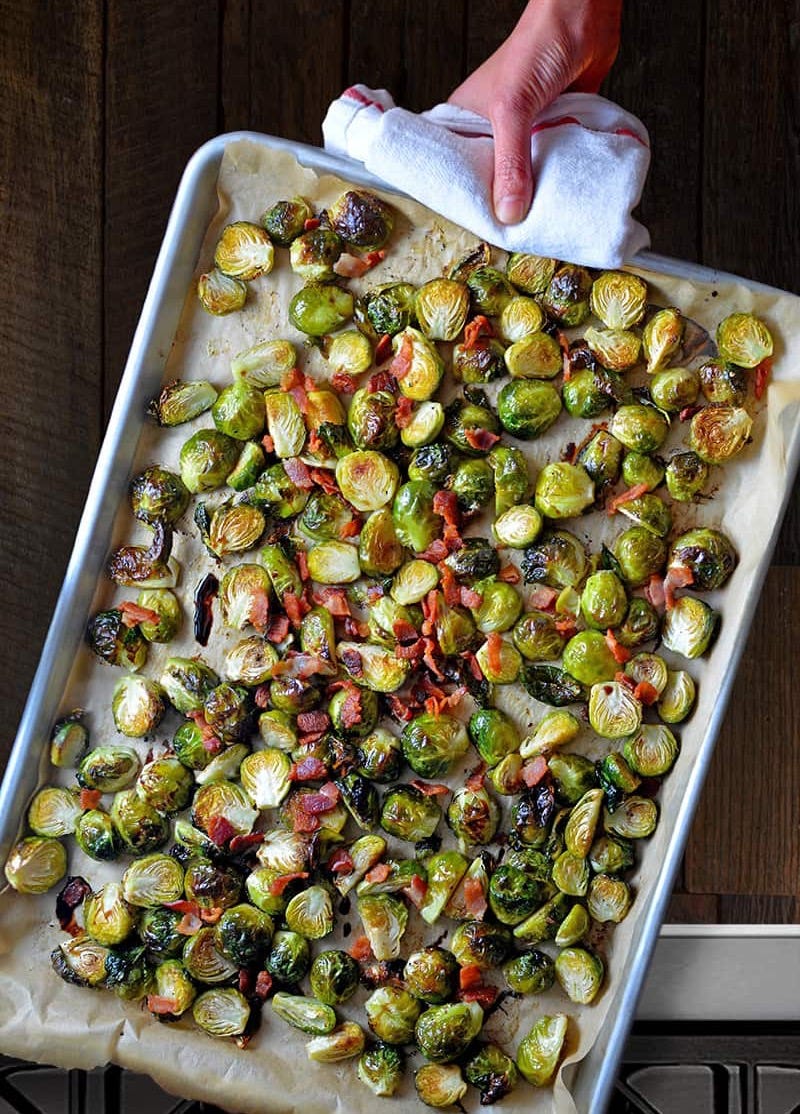 Roasted Brussels Sprouts and Bacon (Whole30, Keto, Air Fryer)