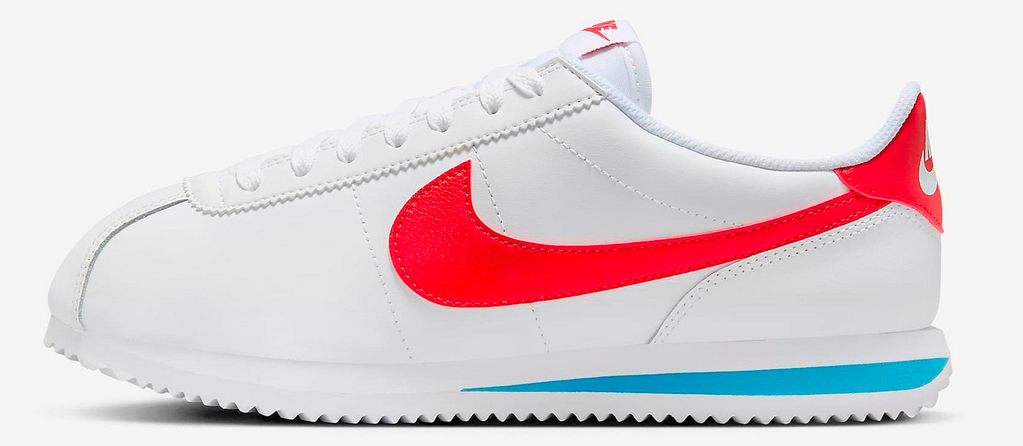 Nike Cortez Leather Women's Shoes - White/Varsity Blue/Varsity Red