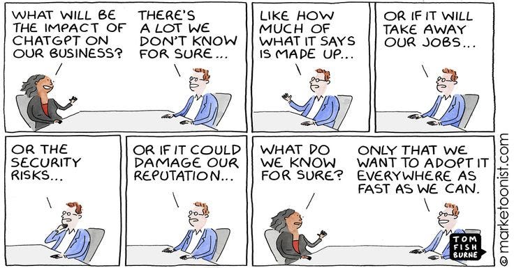 Impact of ChatGPT cartoon - Marketoonist | Tom Fishburne