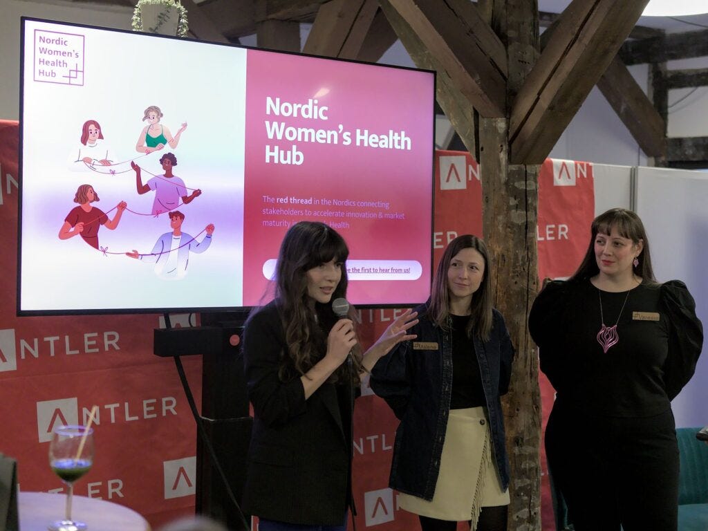 From left, Charlotte Langer, Malene Enø, and Vanessa Julia Carpenter, the founders of the Nordic Women’s Health Hub at its launch event 20 February 2025. Credit: Beau Ambur, CC BY-SA.