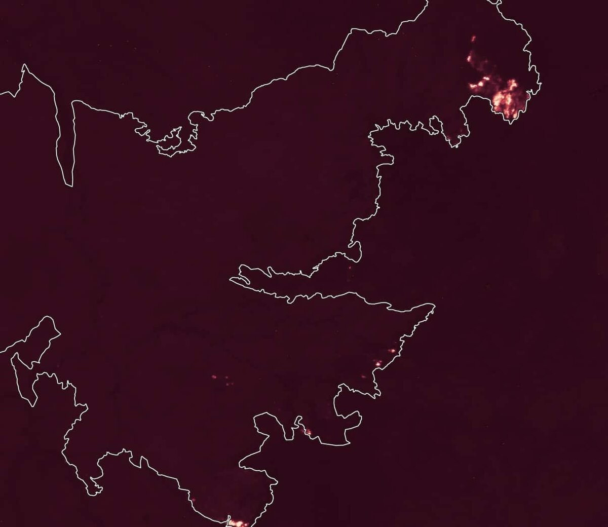 FireSat mid-wave infrared image of the Big Grass Fire FireSat mid-wave infrared image of the Big Grass Fire
