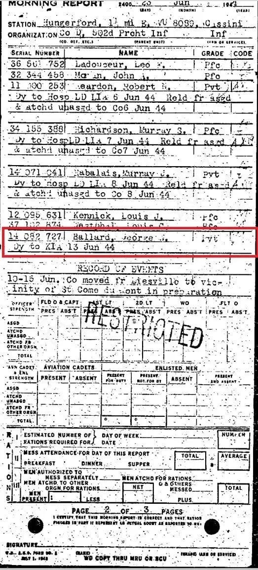 PVT George W. Ballard Morning Report