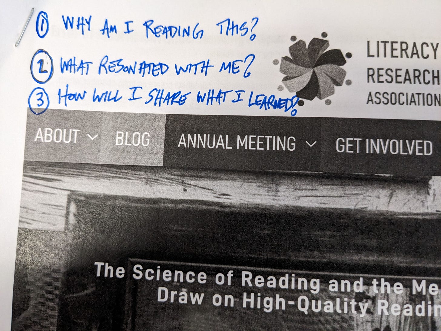 Image: Three questions on the top of an article I want to read