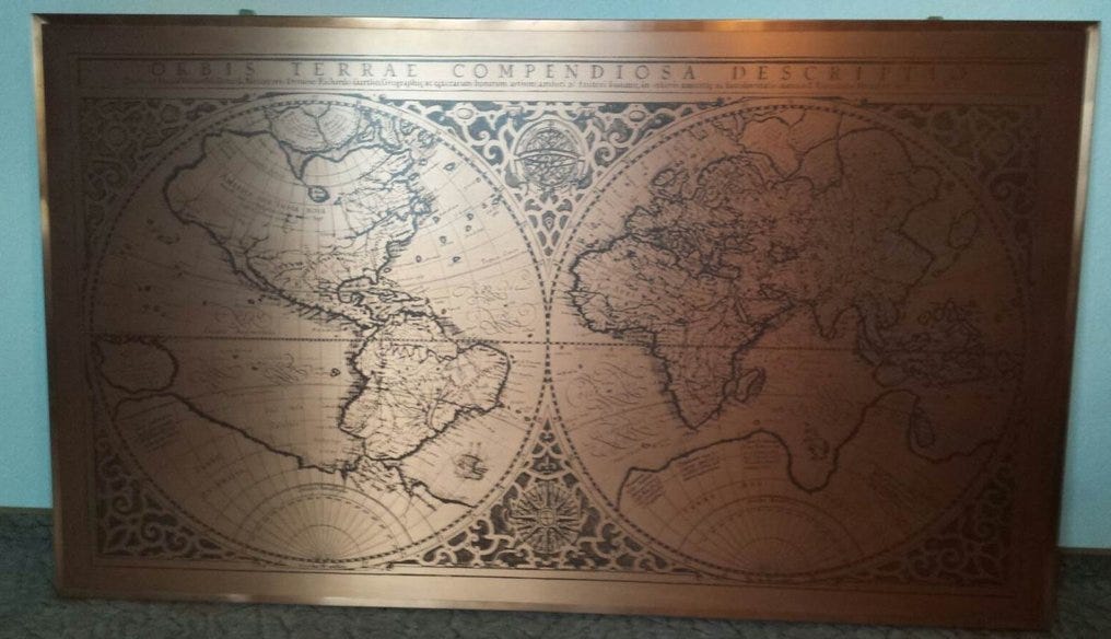 Old huge copperplate engraving world map by Gerard Mercator - Catawiki