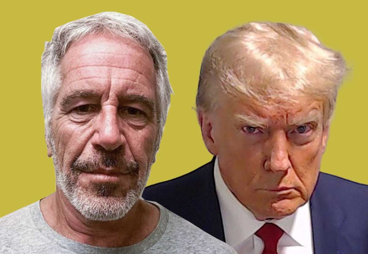 Mugshots of Jeffrey Epstein and Donald Trump
