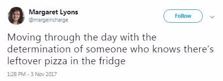 Funny tweet about pizza in the fridge Funny tweet about pizza in the fridge
