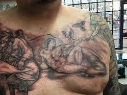 sistine chapel inspired chest and shoulder tattoos by shaun, cheers Simon  Leadbetter
