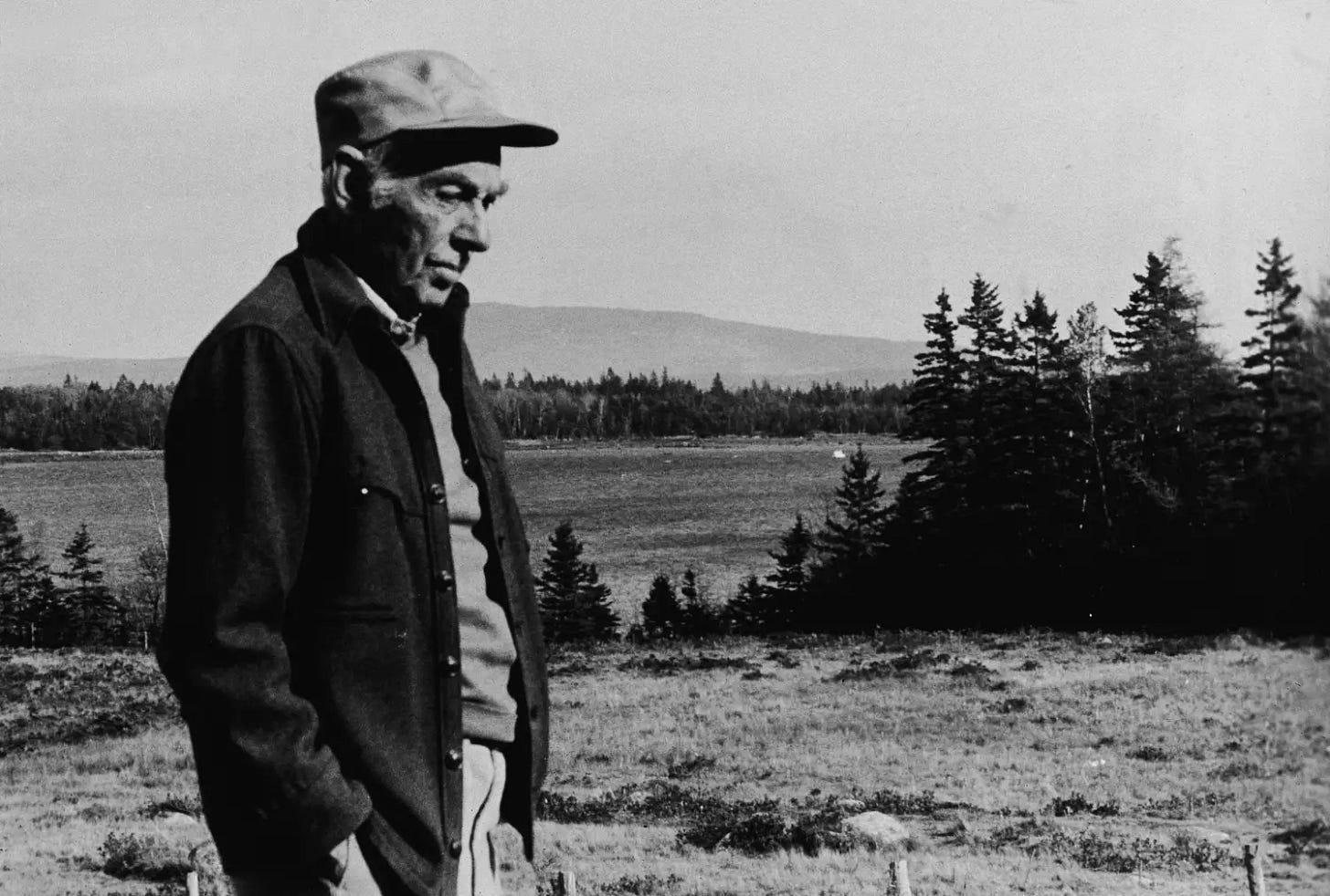 E.B. White by a lake