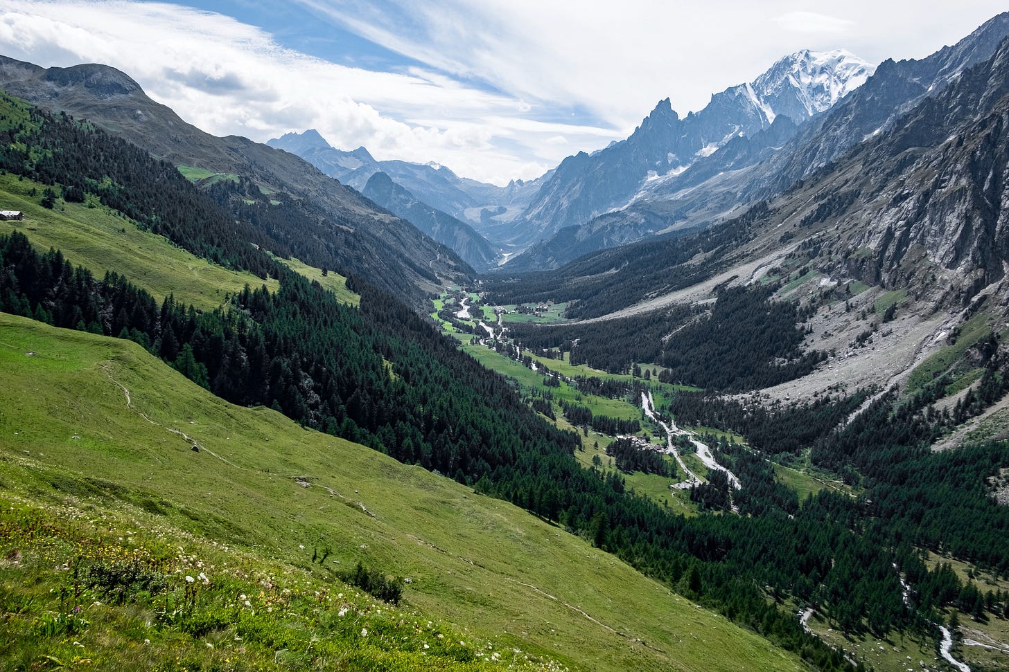 Looking back the way we’d come; you can see all the way back to the Col de la Seigne.