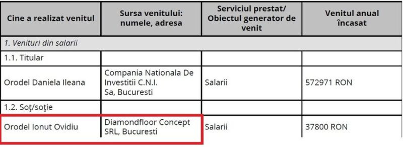 FLAGRANT: Soții lui Pătrășcoiu și Orodel, șefele CNI, <span class="rosu">au luat milioane de lei</span> de la Erbașu-Concelex, marii câștigători de licitații de la compania de stat / EXCLUSIV 3 declaratie de avere daniela orodel 2024