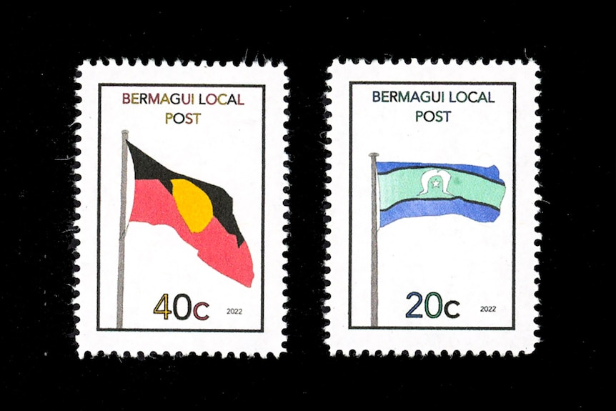 Two stamps show the Aboriginal and Torrest Strait Islander flags. Two stamps show the Aboriginal and Torrest Strait Islander flags.