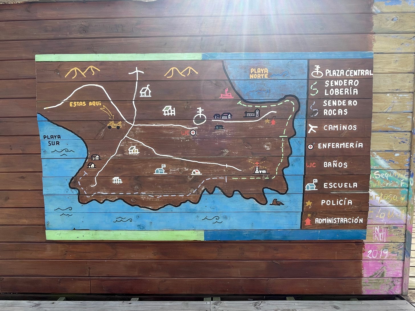 a map of cabo polonio painted on a piece of wood