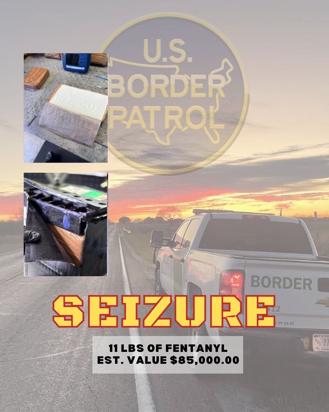 A Mexican Cartel attempted to smuggle 11 pounds of fentanyl into the US inside a modified car battery. 