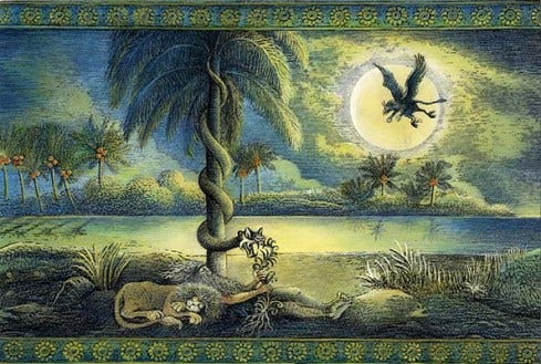 The Serpent Steals the Herb of Immortality from Gilgamesh (illustration by Ludmila Zeman)