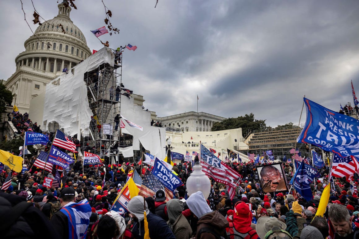 Trump supporters clash with police and security forces as people try to storm the U.S. Capitol on January 6, 2021.