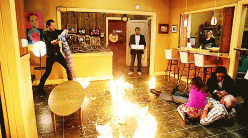 Community Darkest Timeline GIF - Donald Glover Shocked Fire ...