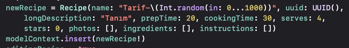 Creating an object to be stored with SwiftData