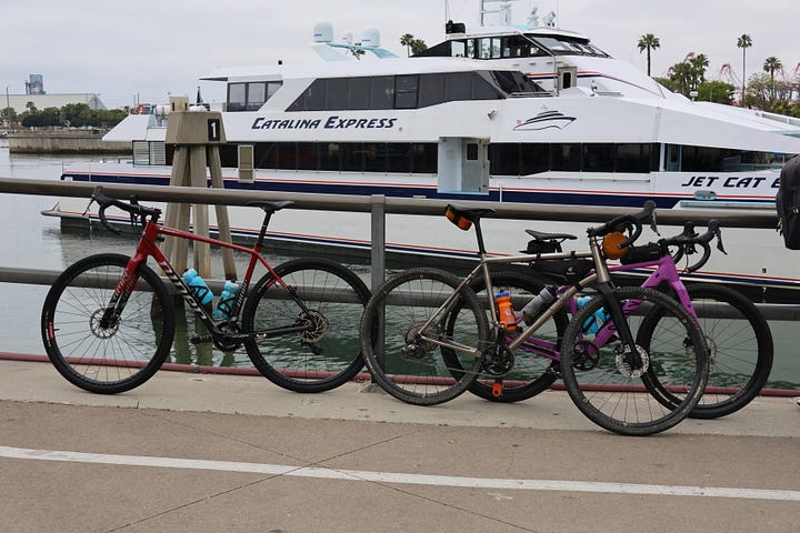 Pictures of bikes in front and aboard of the Catalina Express