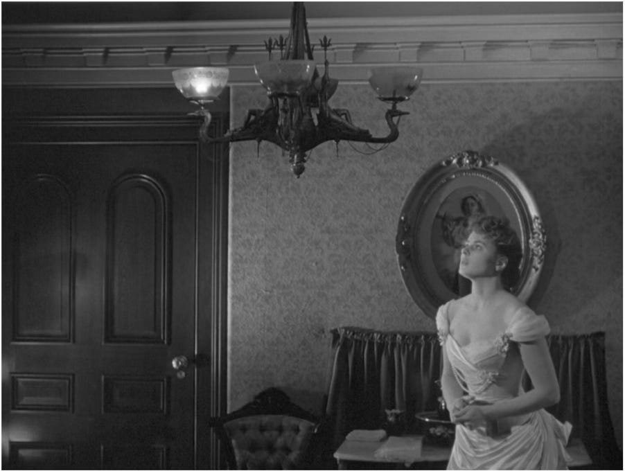 Ingrid Berman in Gaslight looks at flickering ceiling light Ingrid Berman in Gaslight looks at flickering ceiling light