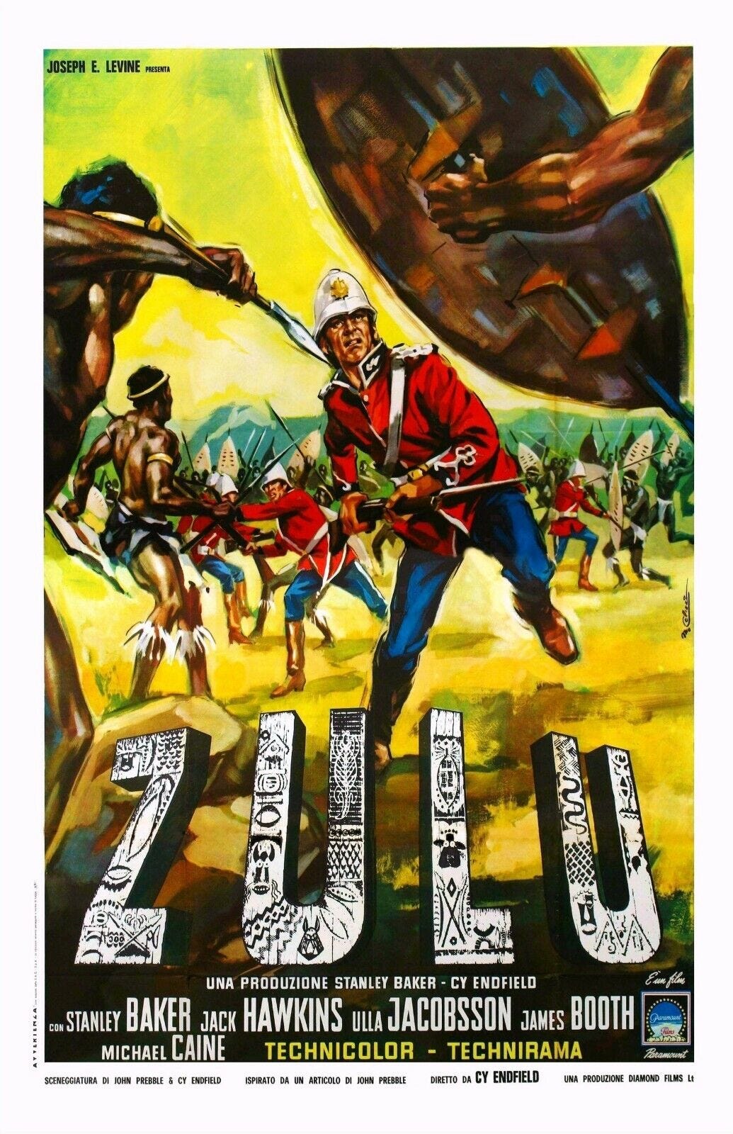 A 60s movie poster showing white British troops fighting Zulu warriors A 60s movie poster showing white British troops fighting Zulu warriors