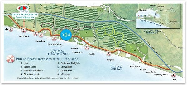 Map of Florida Scenic Highway 30A