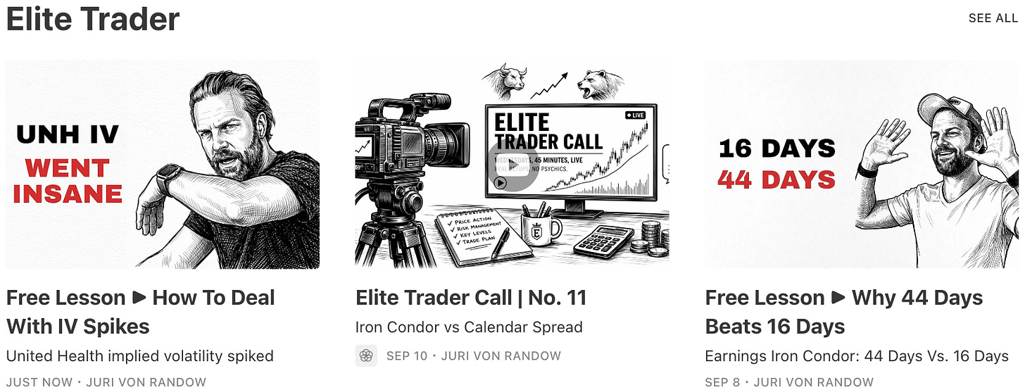 MacroDozer Elite Trader section card showing two free lessons and Elite Trader Call No. 11. MacroDozer Elite Trader section card showing two free lessons and Elite Trader Call No. 11.