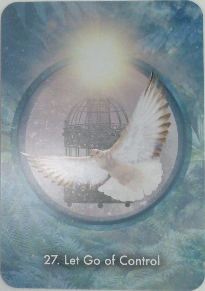 The Seven of Cups tarot card and the Let Go of Control oracle card.