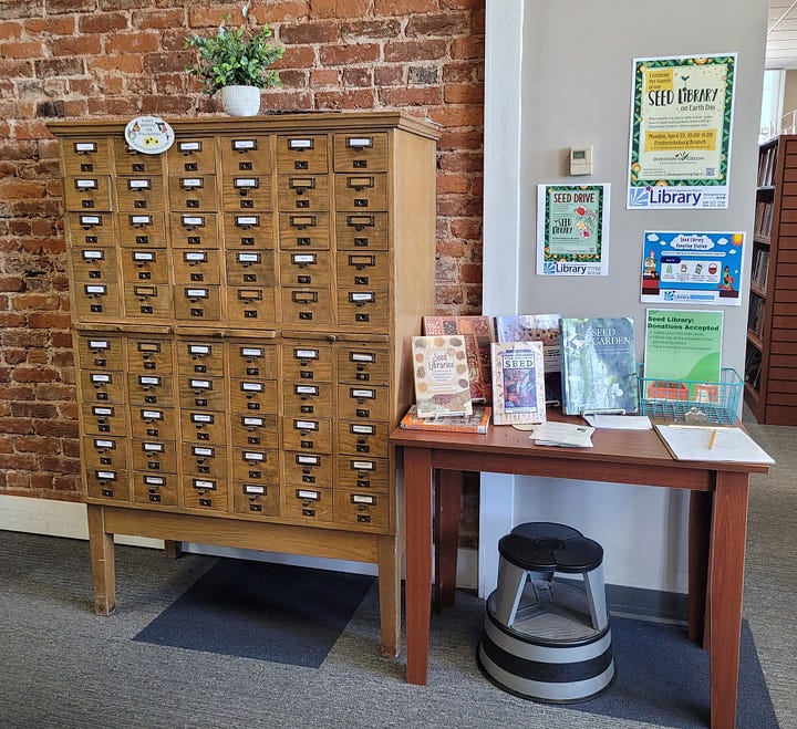 A seed lending library is now open at the downtown Fredericksburg branch of the Central Rappahannock Regional Library. Photos courtesy CRRL