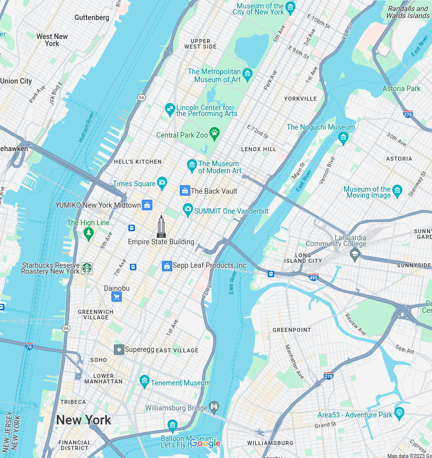 Map of New York with emphasis on the grid.