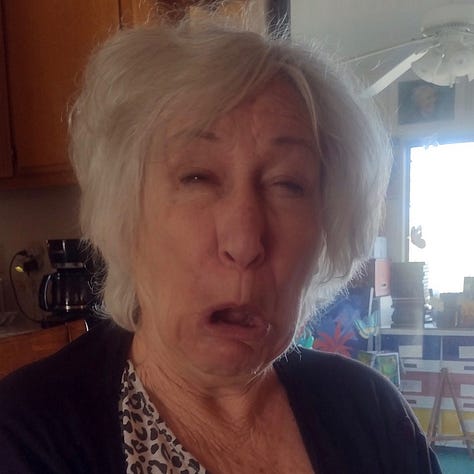 Woman tasting pineapple, three reactions.
