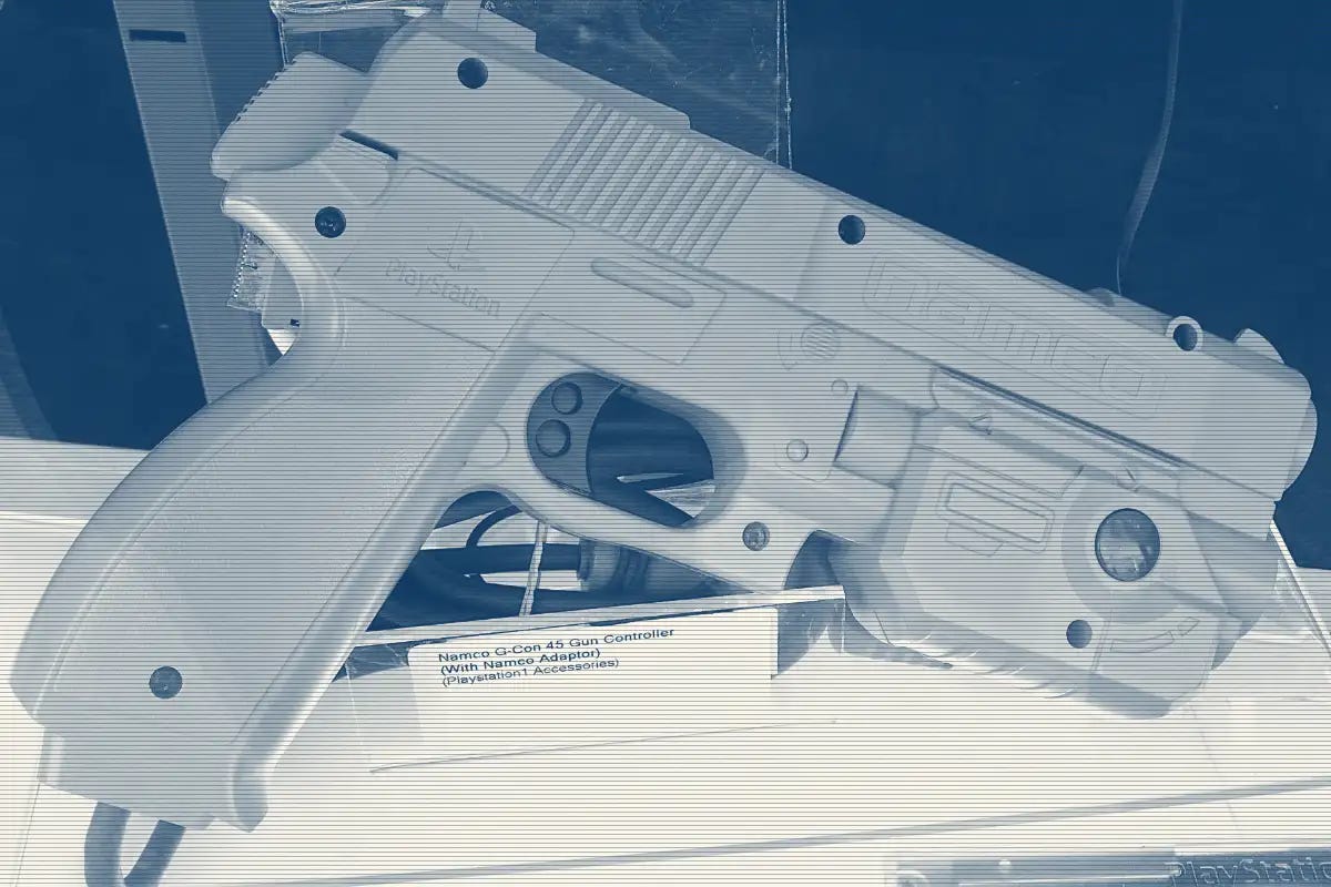 Arma de brinquedo do Playstation.