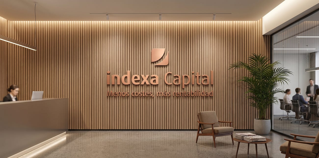 Recreación de la que podría ser la recepción de las oficinas de banca privada de Indexa Capital Recreación de la que podría ser la recepción de las oficinas de banca privada de Indexa Capital