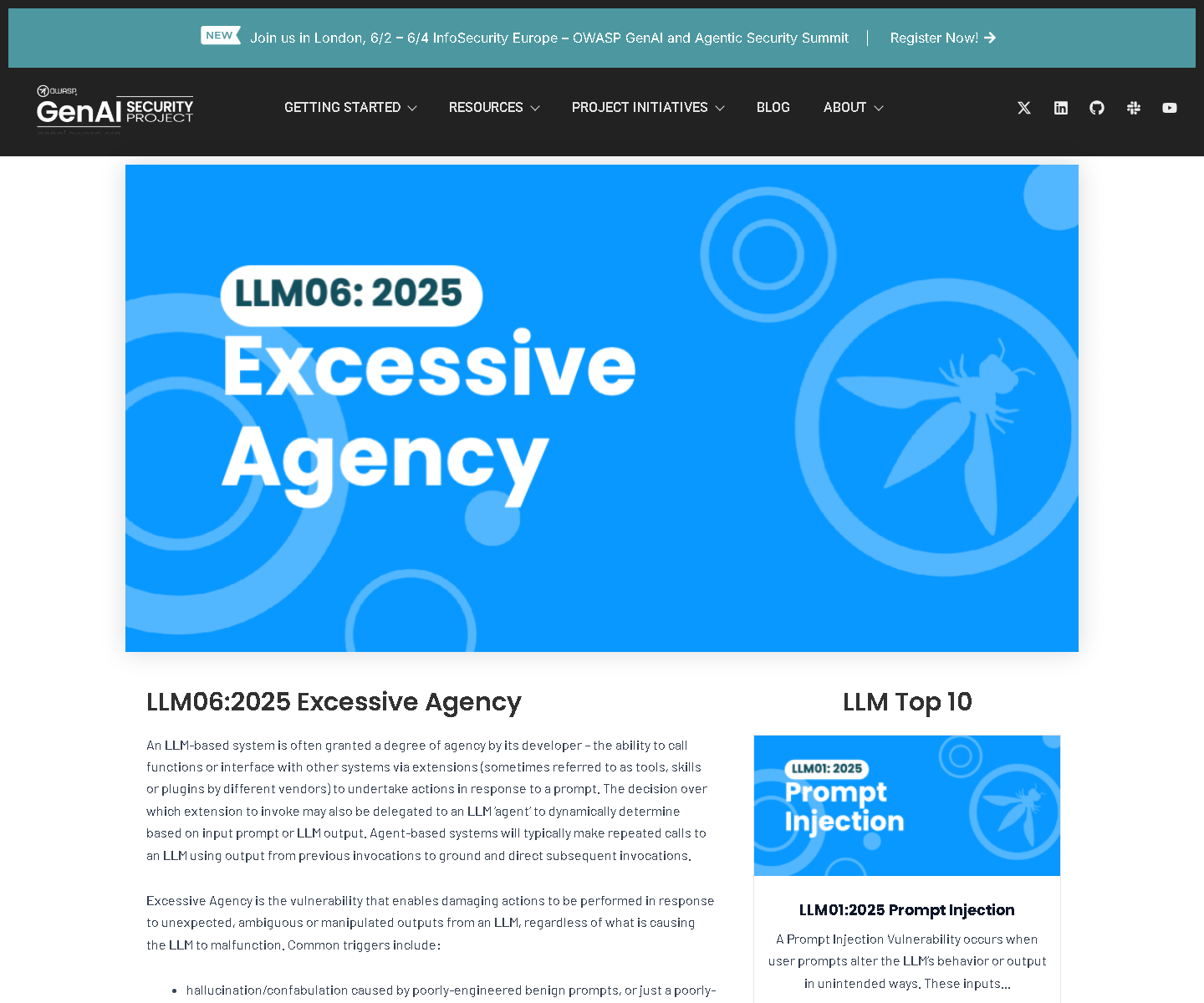 OWASP Excessive Agency reference screenshot OWASP Excessive Agency reference screenshot