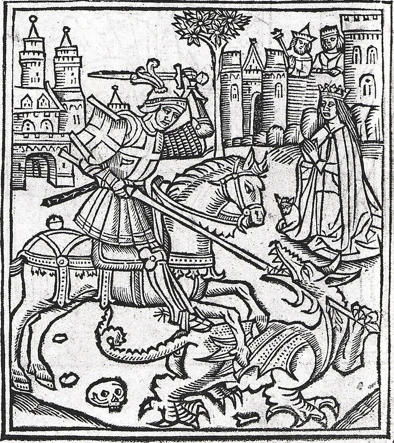 Woodcut frontispiece of Alexander Barclay, Lyfe of Seynt George (Westminster, 1515).