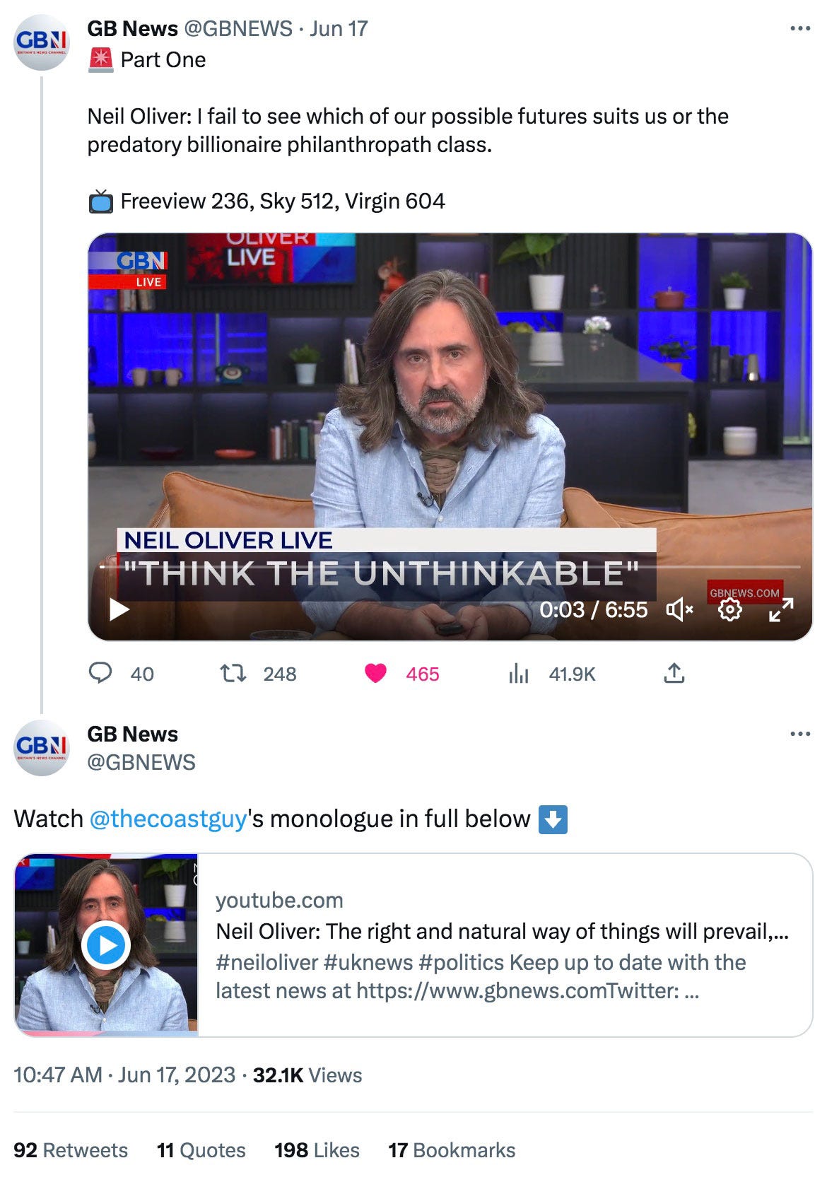 Neil Oliver Uses on the Billionaire Philanthropaths