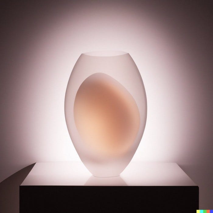 Image of an ovoid glass vase with sealed internal void Image of an ovoid glass vase with sealed internal void