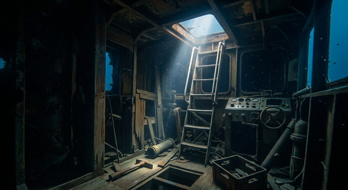 A ships cabin underwater A ships cabin underwater
