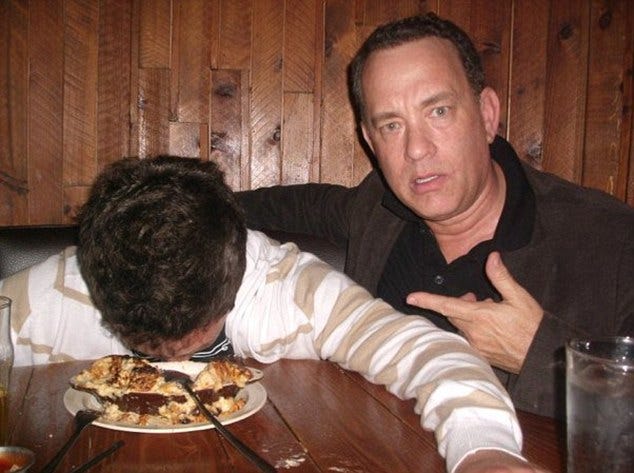 Face plant: The photos were posted on Sunday, and caused a flood of fans to post about their own encounters with the famously friendly Academy Award winner