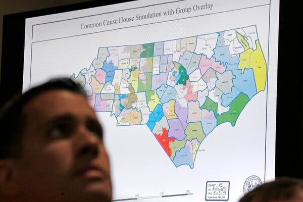 The congressional map of North Carolina that is at the center of a case that the Supreme Court decided to hear. The map was blocked because of partisan gerrymandering.