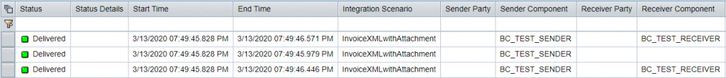 PDF attachment, main payload messages in PI/PO message monitor. Delivered status, successful. PDF attachment, main payload messages in PI/PO message monitor. Delivered status, successful.