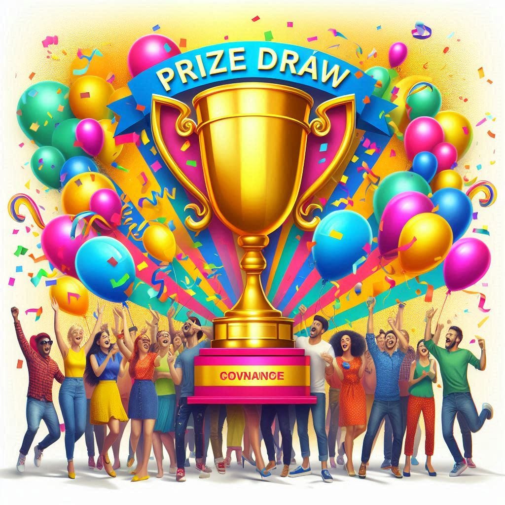 Graphic of a prize draw, created in Bing Image Creator